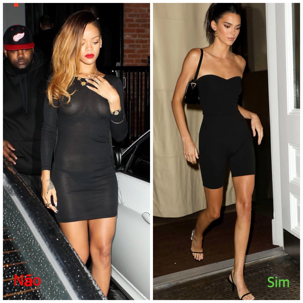 Famosas usando roupa preta colada ao corpo, Rihanna e Kendall Jenner