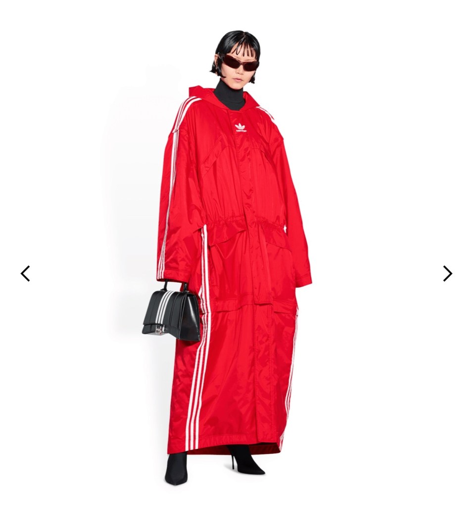 Capa vermelha Balenciaga  e adidas 