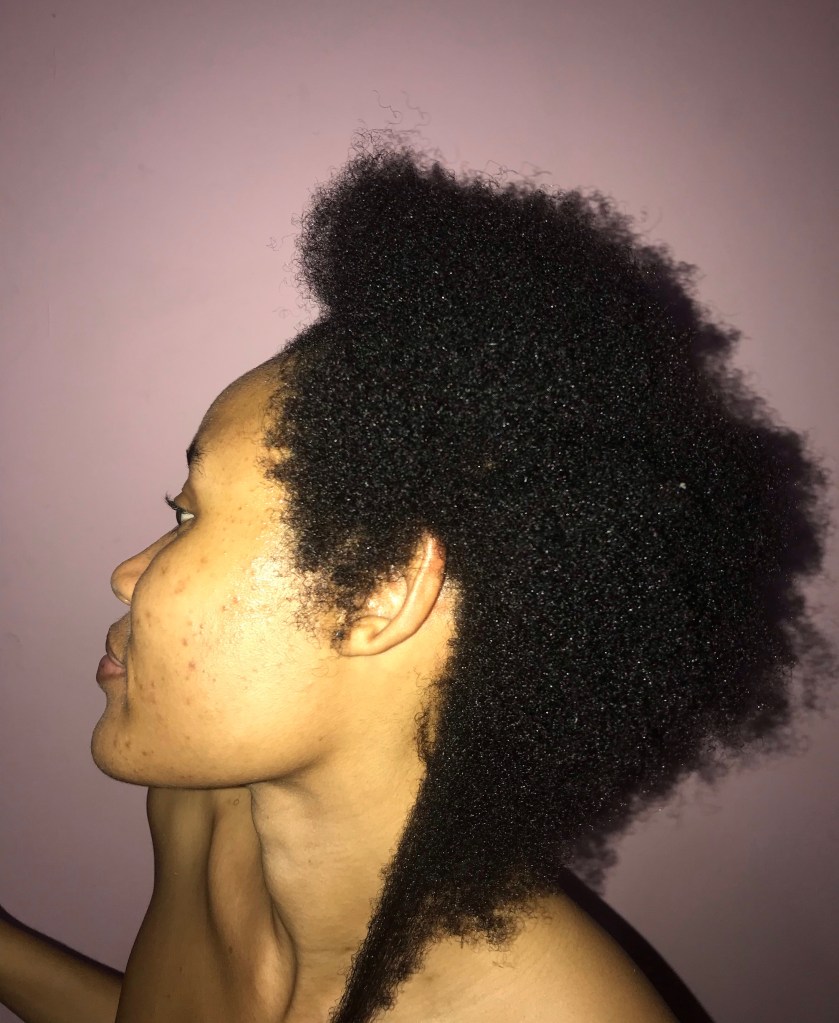 Mulher negra com o cabelo crespo 4c